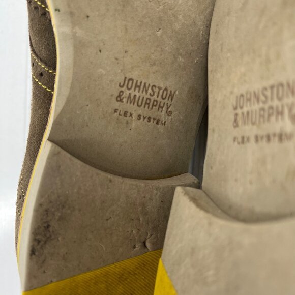 Johnston & Murphy Mens Suede Oxfords Brown W/ Yellow Laces L12 8M Sheepskin Inso main image 6